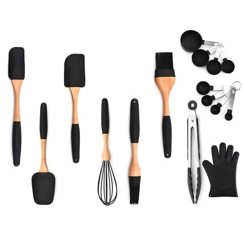 silicone kitchenware with wooden handles