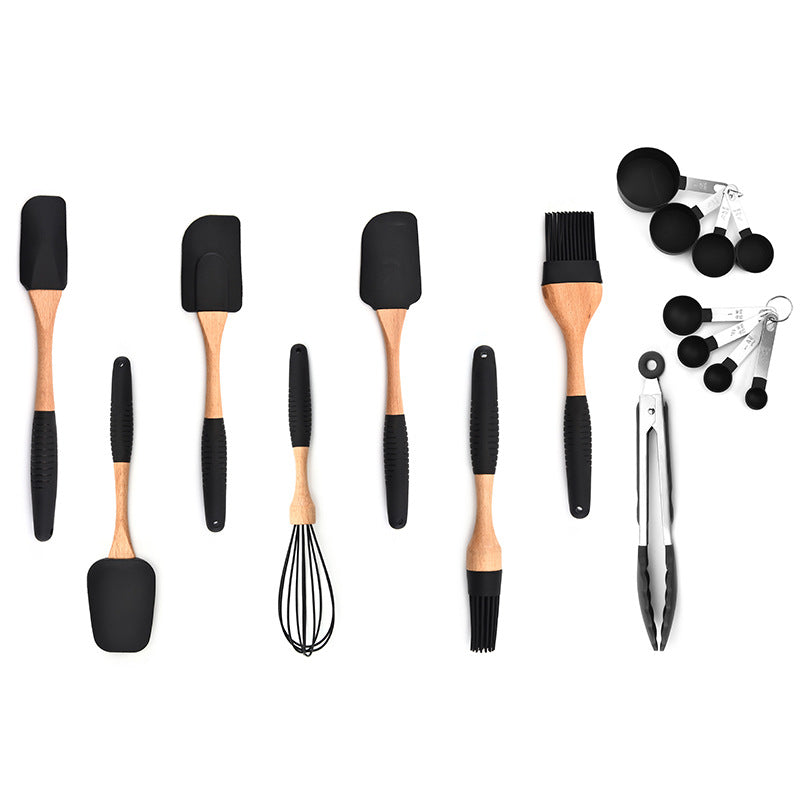 silicone kitchenware with wooden handles