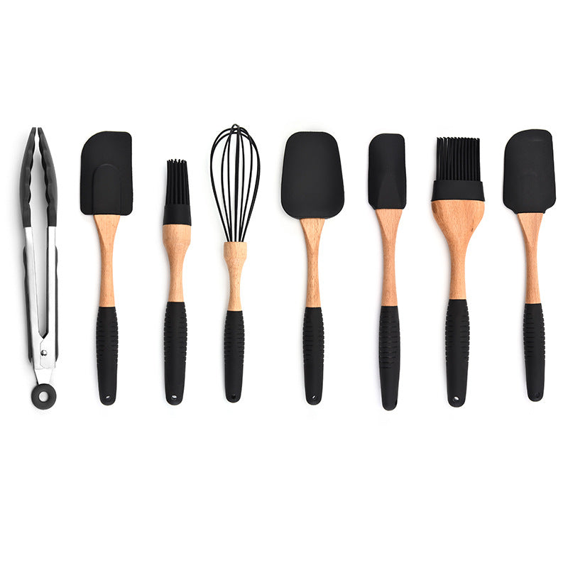 silicone kitchenware with wooden handles