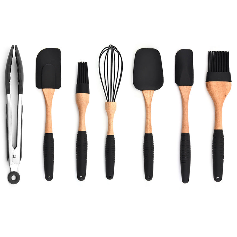 silicone kitchenware with wooden handles