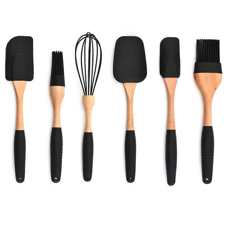silicone kitchenware with wooden handles