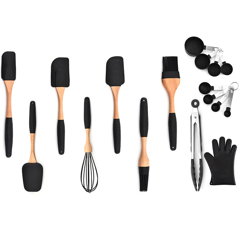 silicone kitchenware with wooden handles
